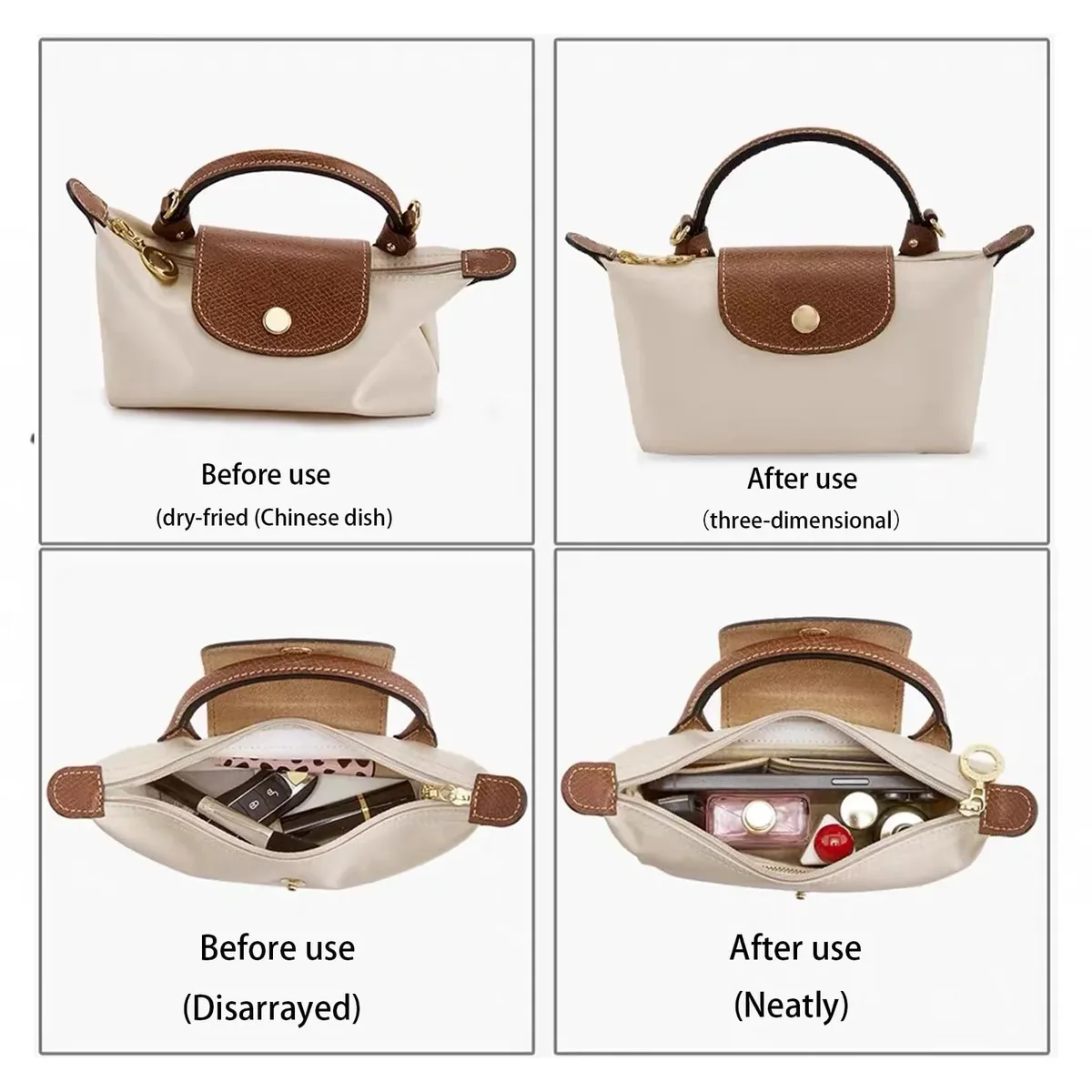 organisateur de sac pour longchamp, mini sac de rangement, sac de doublure, sac à main en feutre, sac de doublure