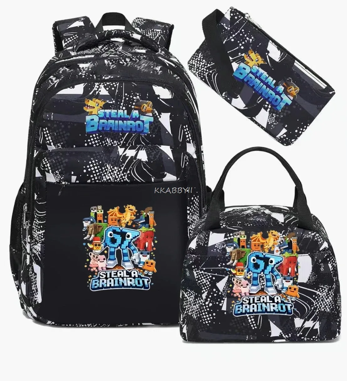 sac à dos steal a brainrot avec sac à lunch pour adolescents et étudiants, ensemble de voyage décontracté et confortable