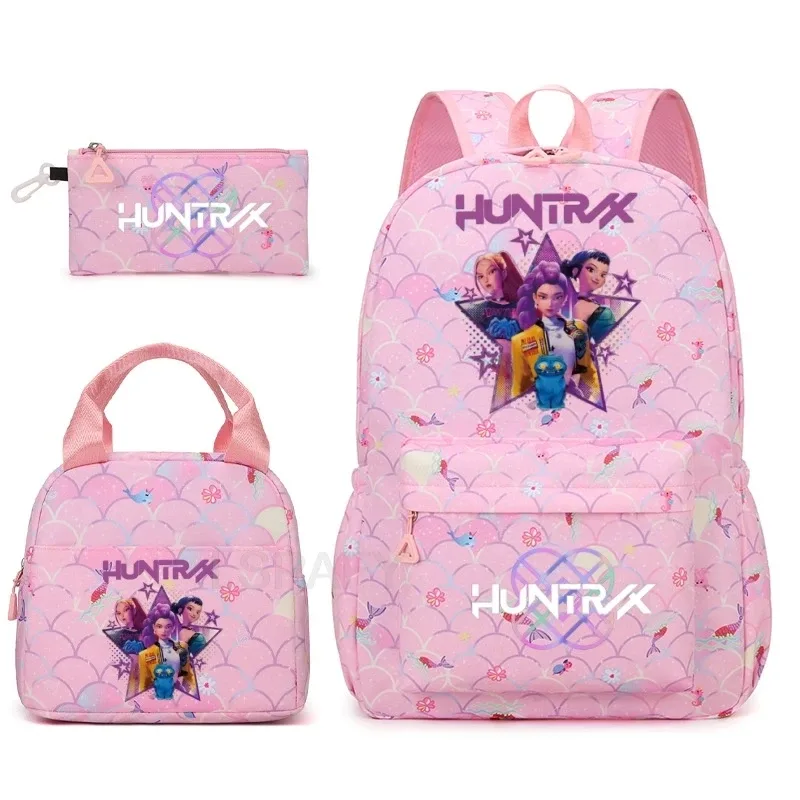 sac à dos kpop demon hunters 3 pièces rumi mira zoey, sac à dos de grande capacité, cartable pour adolescents et femmes, sac de voyage décontracté pour ordinateur portable, mochilas
