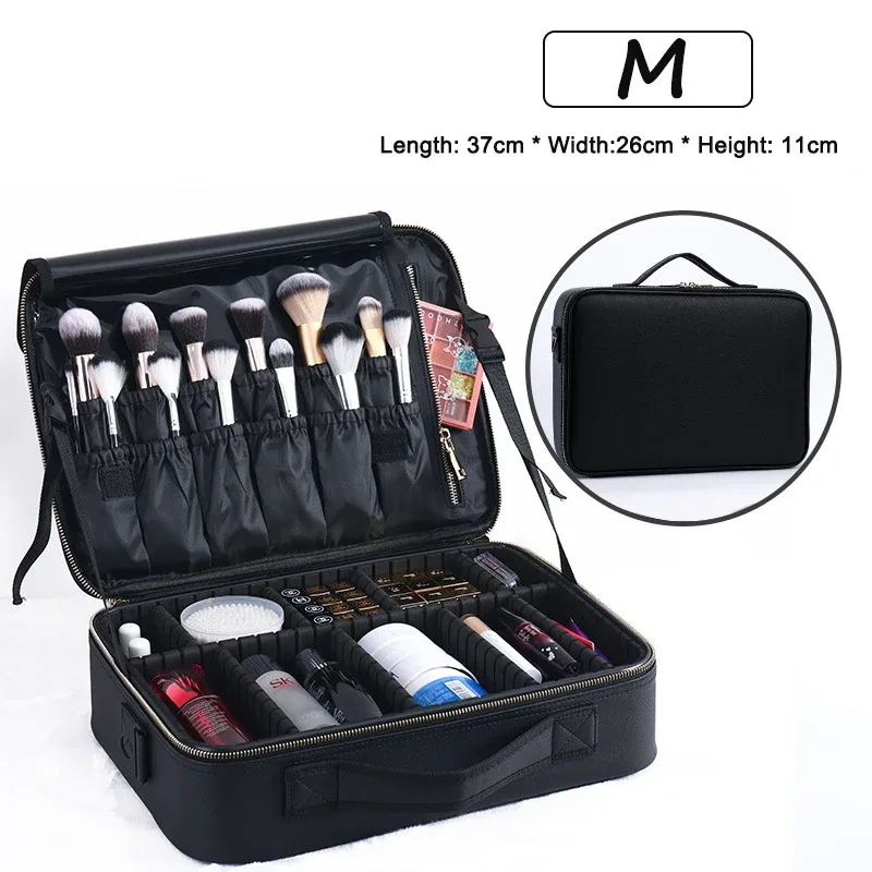 trousse à cosmétiques professionnelle pour femme, sacs à cosmétiques en cuir, oxford imperméable, grande capacité, étui de maquillage de voyage pour maquilleuse