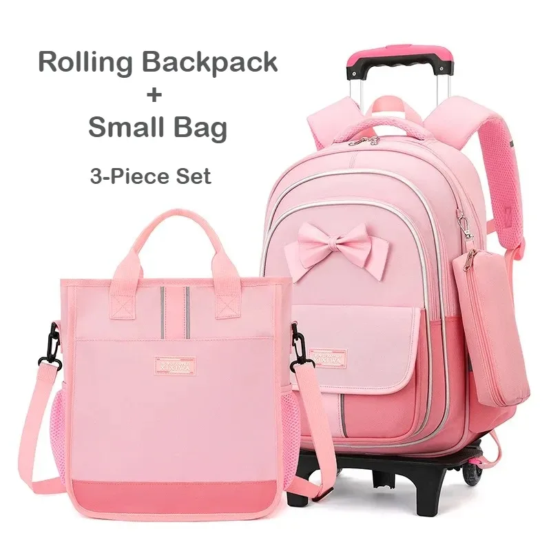 sac à dos à roulettes pour enfants, ensemble de 3 sacs d'école à roulettes pour garçons et filles, sac à dos de voyage avec sac à bandoulière