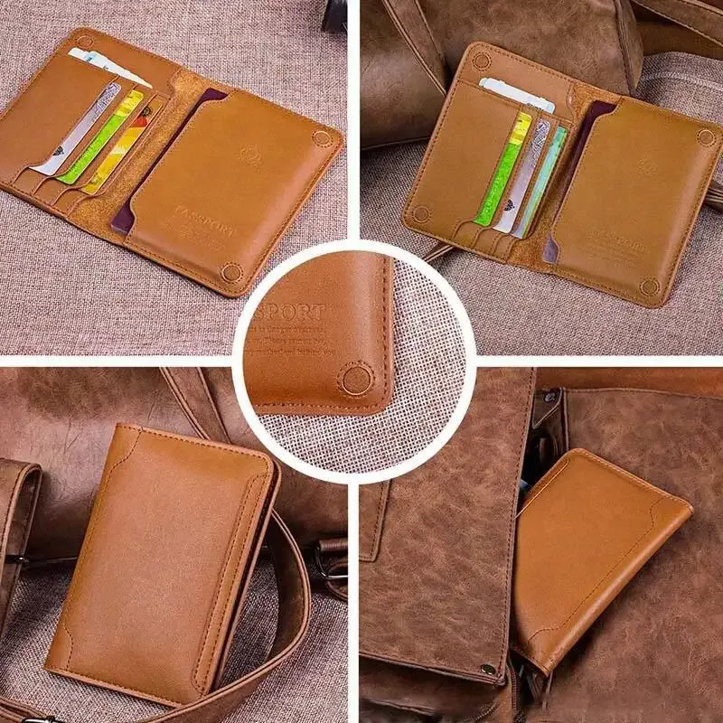 vm fashion kiss étui de passeport en cuir véritable avec fermeture magnétique, design minimaliste, porte-monnaie
