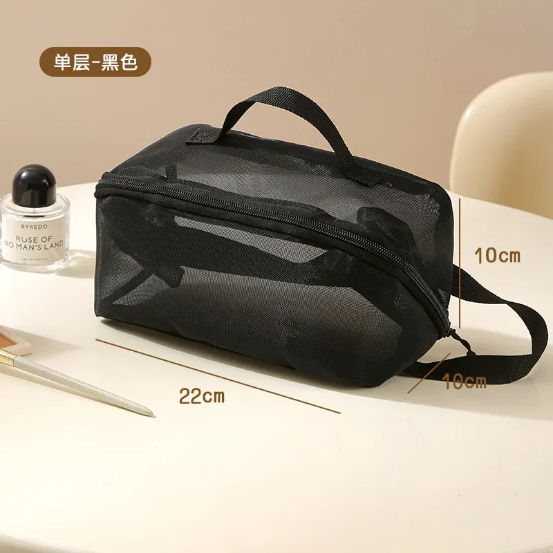 nouvelle trousse de maquillage multifonctionnelle de voyage, sac de rangement portable pour cosmétiques, grande capacité, sac de toilette en maille transparente, trousse de maquillage