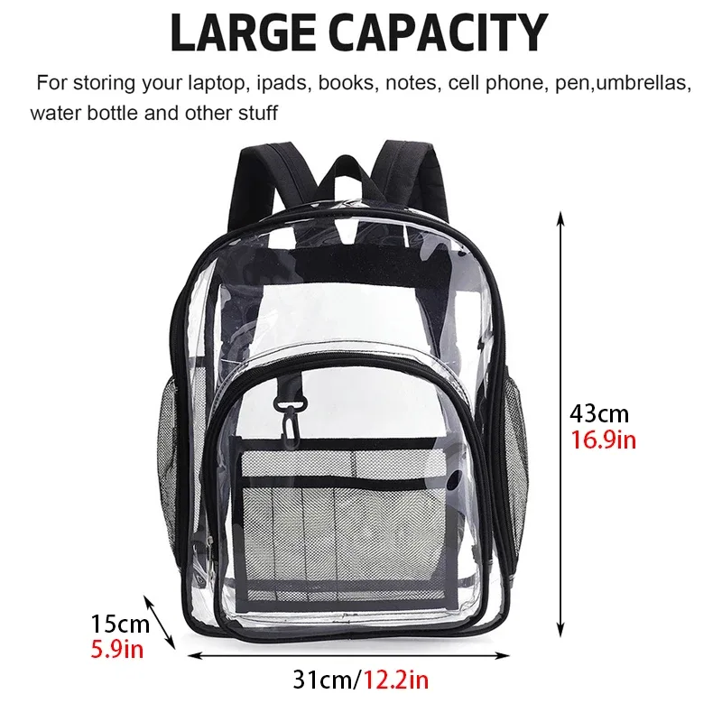 sac à dos étanche transparent unisexe, sacs à dos portables de grande capacité, sac à dos multifonctionnel pour hommes et femmes, mode simple initiée