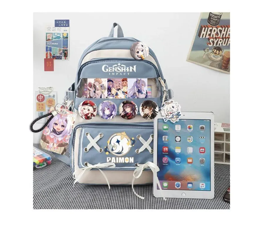 détective conan – sac à dos dessin animé avec badge pour ordinateur portable, cartable d'école pour étudiant, sac de voyage pour ordinateur cosplay