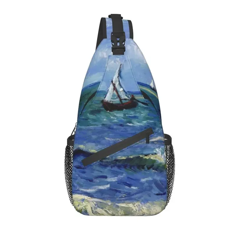 sac à dos à bandoulière motif fleurs d'amandier pour homme, accessoire décontracté de voyage, motif peinture de vincent van gogh