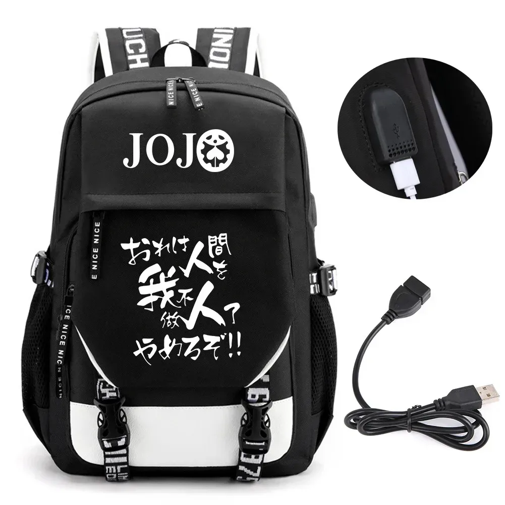 sac à dos de voyage pour ordinateur portable garçon et fille, chaîne anime jo jonathan joes killer golden experience, sacs à livres scolaires mochila, port usb