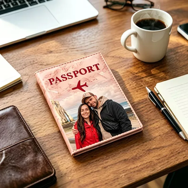 housse de passeport personnalisée avec photo sur mesure, housse de protection de voyage durable avec emplacements pour cartes de crédit, porte-passeport et documents d'identité