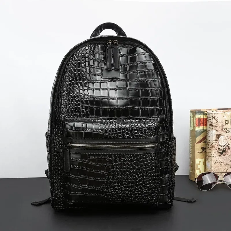 Sac à dos de mode hommes de luxe Alligator sacs à dos en cuir PU pour hommes sacs pour ordinateur portable grande capacité sacs à dos de voyage cartable d'étudiant