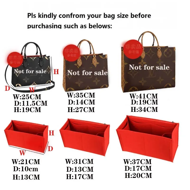 convient au sac fourre-tout onthego, organisateur de sac en feutre premium 3mm, sac à cosmétiques, organisateur de sac à main, sac intérieur de voyage.