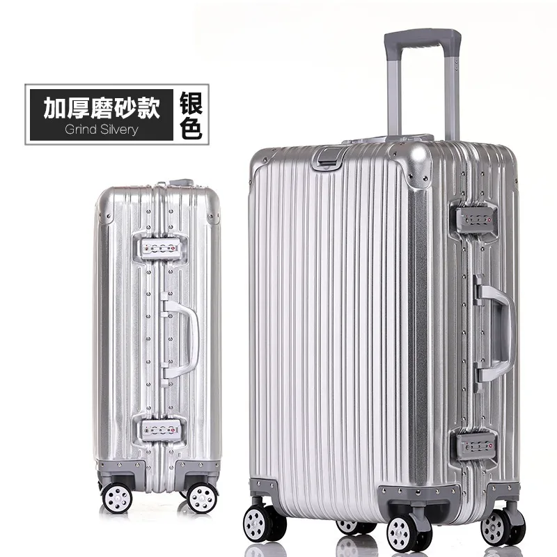 valise de voyage en aluminium 20/22/24/26/28/30'' de haute qualité avec serrure tsa, bagage à roulettes, valise cabine en métal