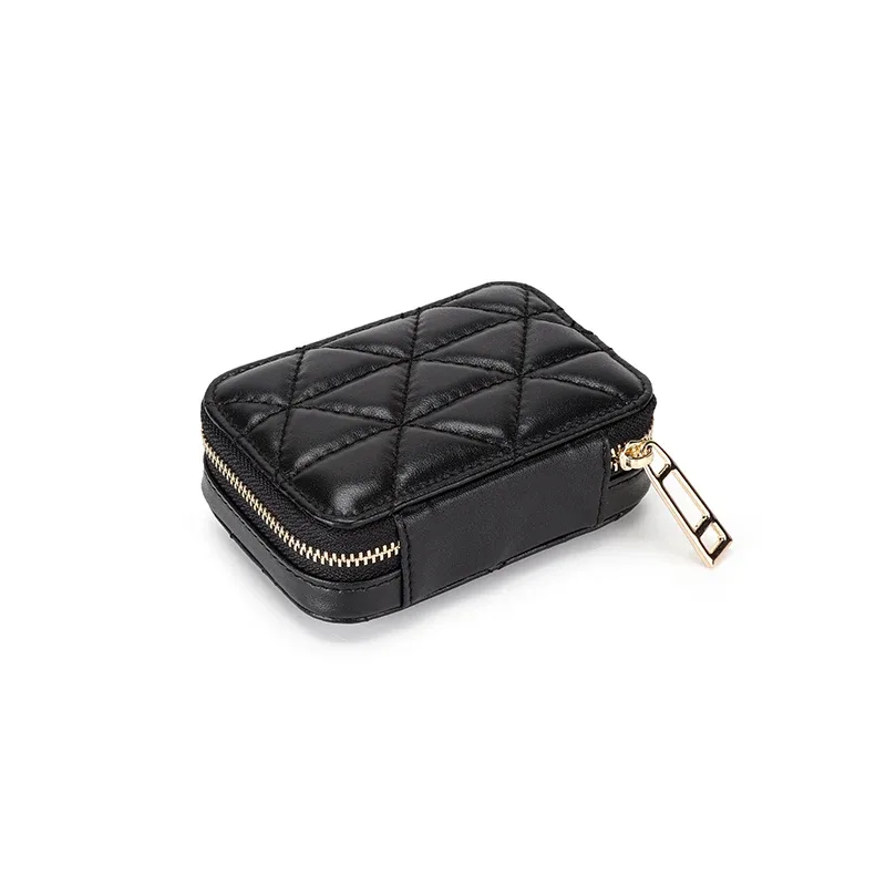 boîte à rouge à lèvres carrée de voyage, étui de rangement de maquillage en cuir véritable avec miroir, bâtons à lèvres, support en cuir, sac à cosmétiques, 2021