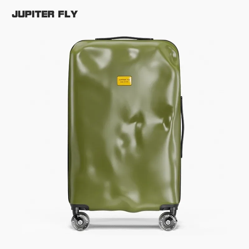 valise à roulettes, design créatif irrégulier et endommagé, tendance rétro, avec roue rotative de patinage, serrure tsa, matériau pc, nouvelle collection 2026