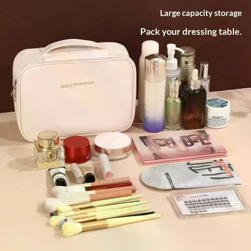 sac à cosmétiques pour femmes, trousse de maquillage à double couche, grande capacité, organiseur de cosmétiques de luxe, essentiels de voyage, sac à cosmétiques pour femmes