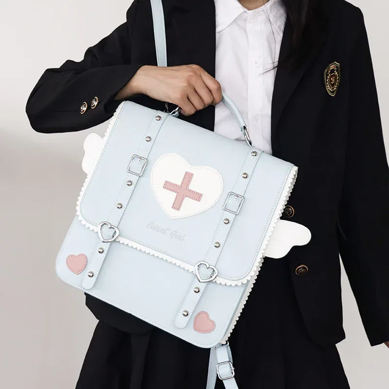 sac à dos mignon de style japonais lolita pour jeunes filles, sac d'école uniforme kawaii, petit sac de voyage, sac à dos à ailes, sac à main ita pour femmes