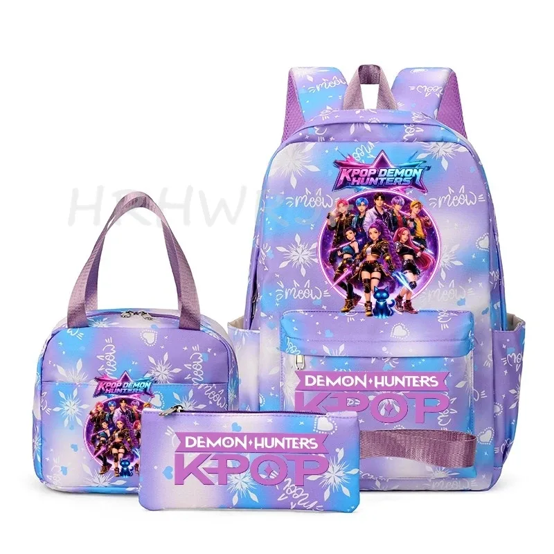 sac à dos kpop demon hunters, simple, grande capacité, pour le sport, les voyages, les étudiants, les ordinateurs portables, les sacs d'école, les loisirs, 3 pièces yk2
