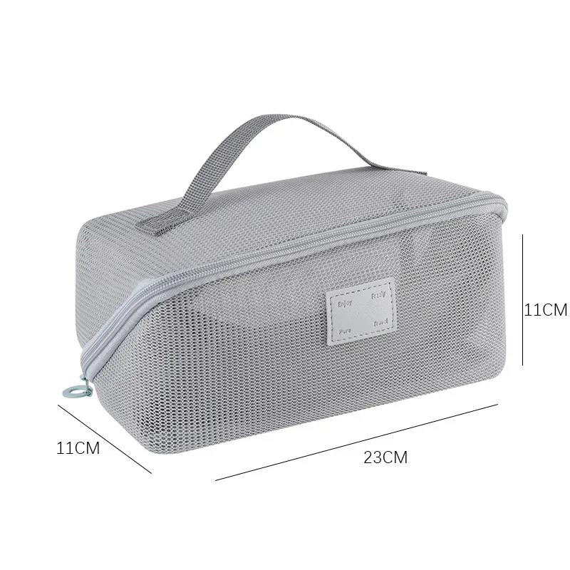 organisateur de toilette transparent de grande capacité, pochette de rangement cosmétique portable pour femmes, sac à maquillage respirant en maille