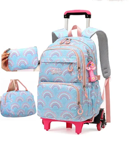 sac à dos à roulettes scolaire 3 pièces sac à déjeuner sac à crayons pour enfants sac à roulettes étanche fille école sac à dos à roulettes ensemble de sacs pour les filles