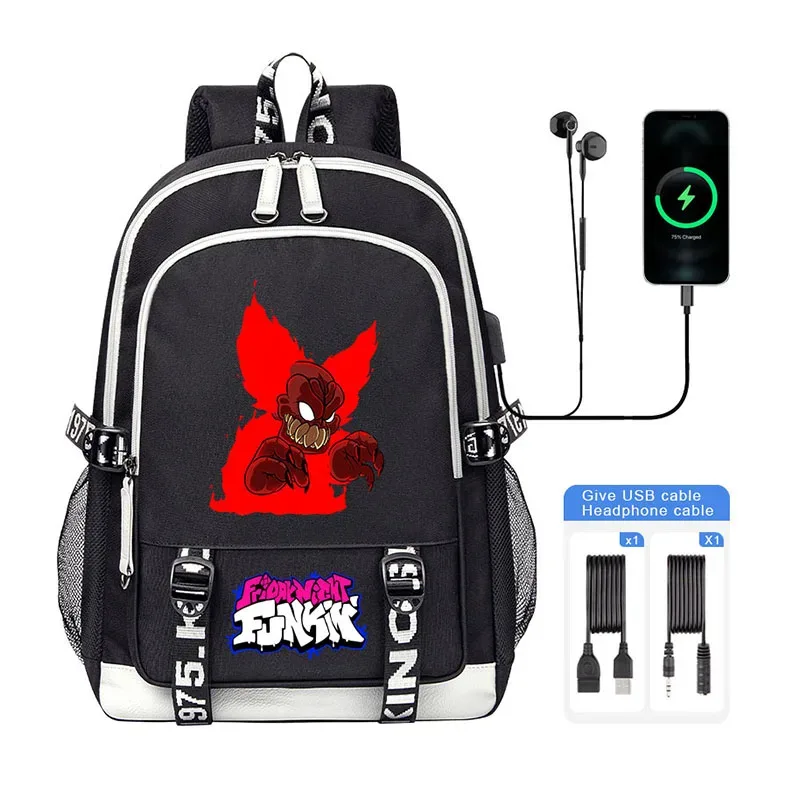 vendredi soir funkin enfants sac à dos haute qualité usb garçon fille sac d'école grande capacité hommes étudiants ordinateur portable sac à bandoulière