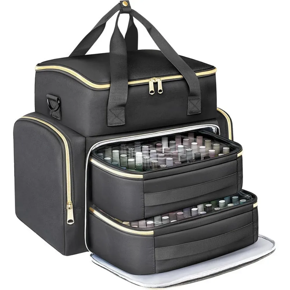 sac de rangement pour vernis à ongles grande capacité avec bandoulière, sac de rangement portable pour huiles essentielles, trousse de maquillage à 96 compartiments