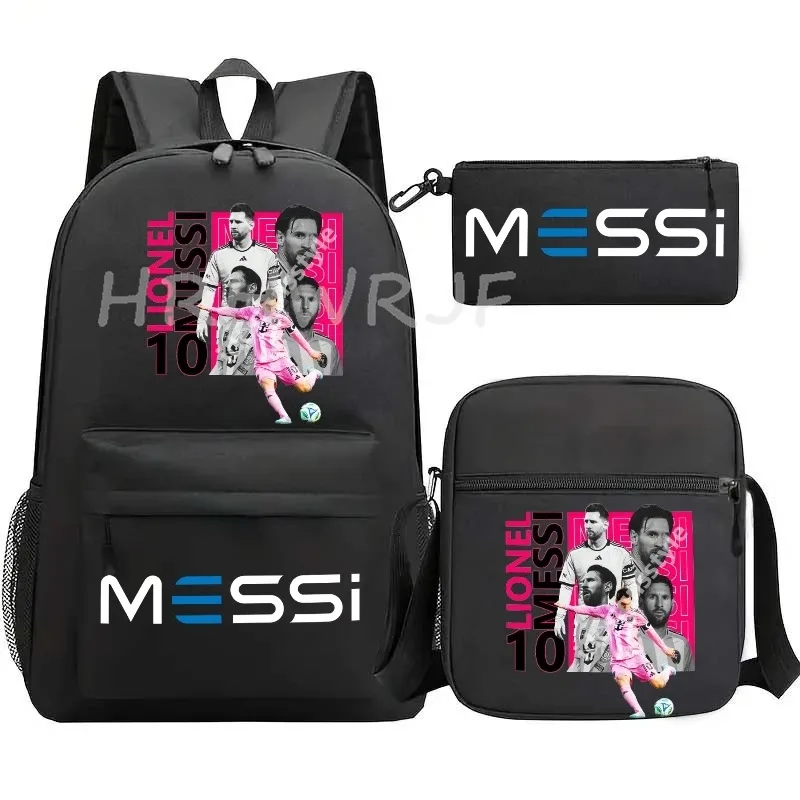 sac à dos de football messi imprimé, grande capacité, sacs d'école avec étui à stylos décontracté, sac à bandoulière, sac de sport no 10, sacs de voyage pour femmes et hommes