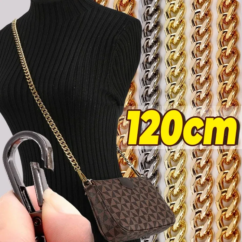 Chaîne de sac en métal et aluminium de 120cm, pièces de rechange, accessoires pour sac à main à bandoulière pour femmes, bricolage, sangles détachables faites à la main