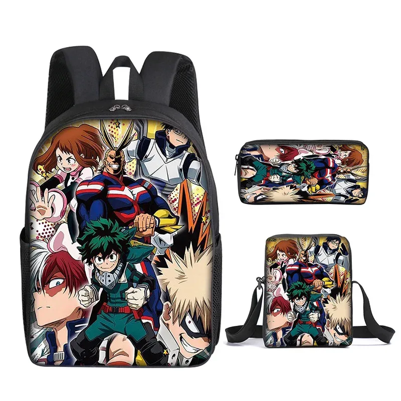 sac à dos my hero academy, sac à déjeuner, trousse à crayons, ensemble cadeau pour enfants et étudiants