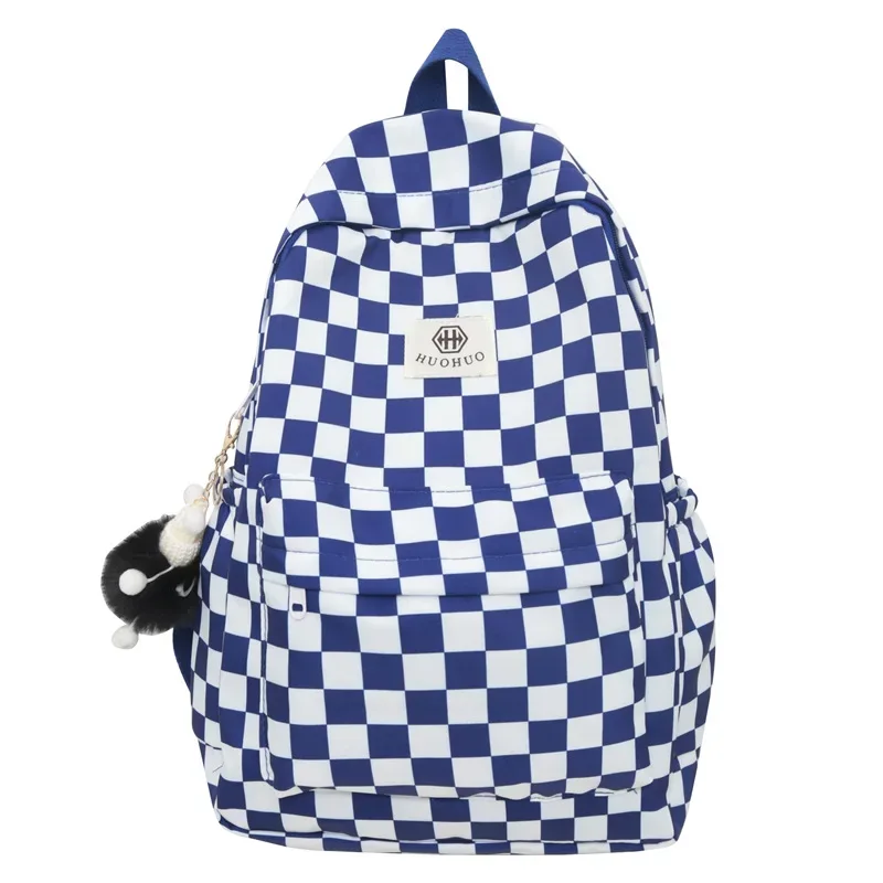 sac à dos décontracté à carreaux style rétro coréen et hongkongais pour étudiants, sac à dos de rangement à lettres, sac à dos double épaule pour femmes pour l'école et l'éducation