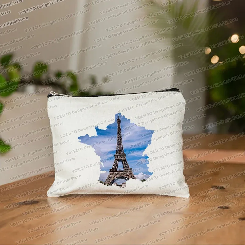 sac de maquillage imprimé tour eiffel de paris, trousse de toilette de voyage, organiseur de cosmétiques, pochette en toile pour femme, fermeture éclair, sacs à cosmétiques, meilleur cadeau