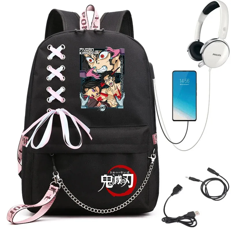 sac à dos imprimé demon slayer anime pour filles, sac à dos d'école décontracté, sac à dos de voyage léger pour adolescents