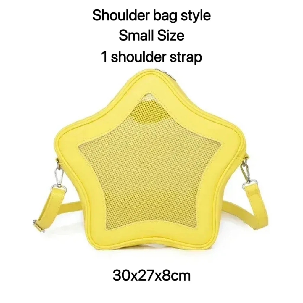 sac à dos ita étoile jaune pour filles, sac à dos kawaii, sac à dos transparent, cartable de voyage pour adolescents, poche avant étanche, mode mignonne y2k