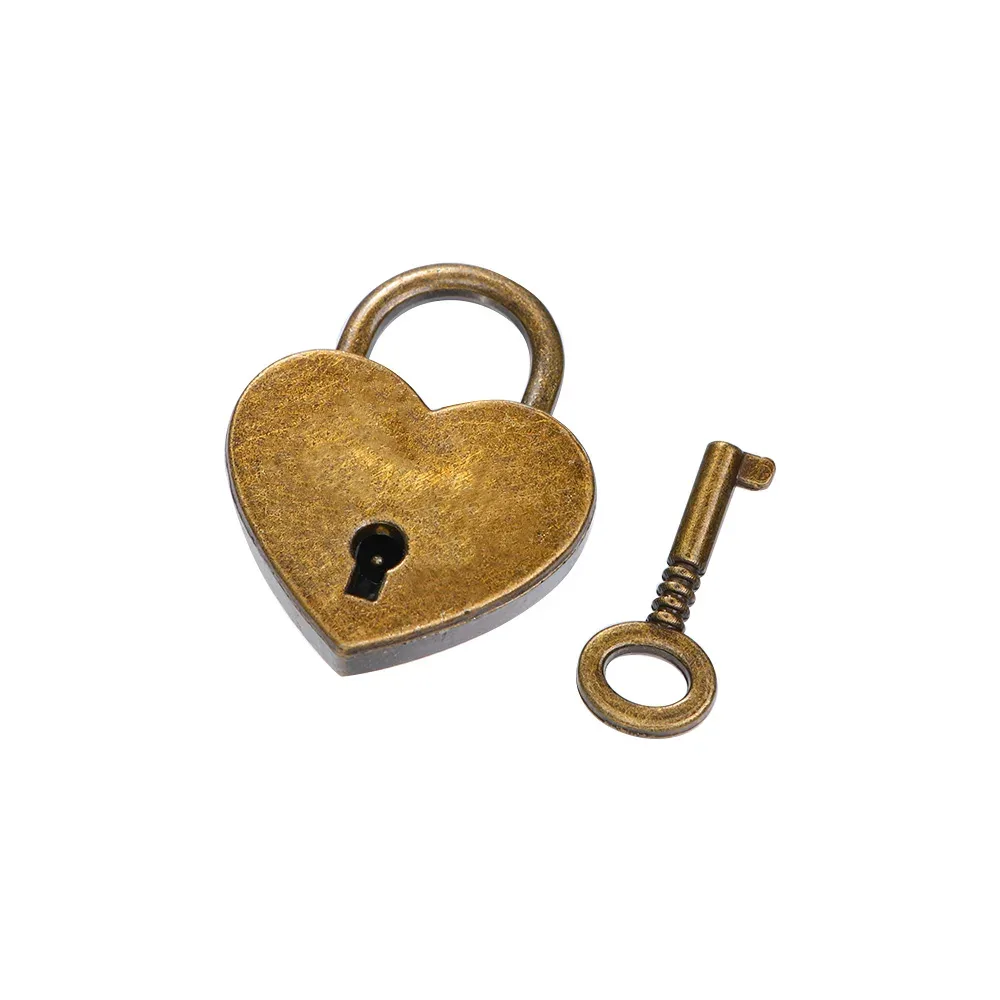 valise de voyage en alliage de zinc avec serrure à clé, cadenas de mariage, quincaillerie, serrure en forme de cœur.