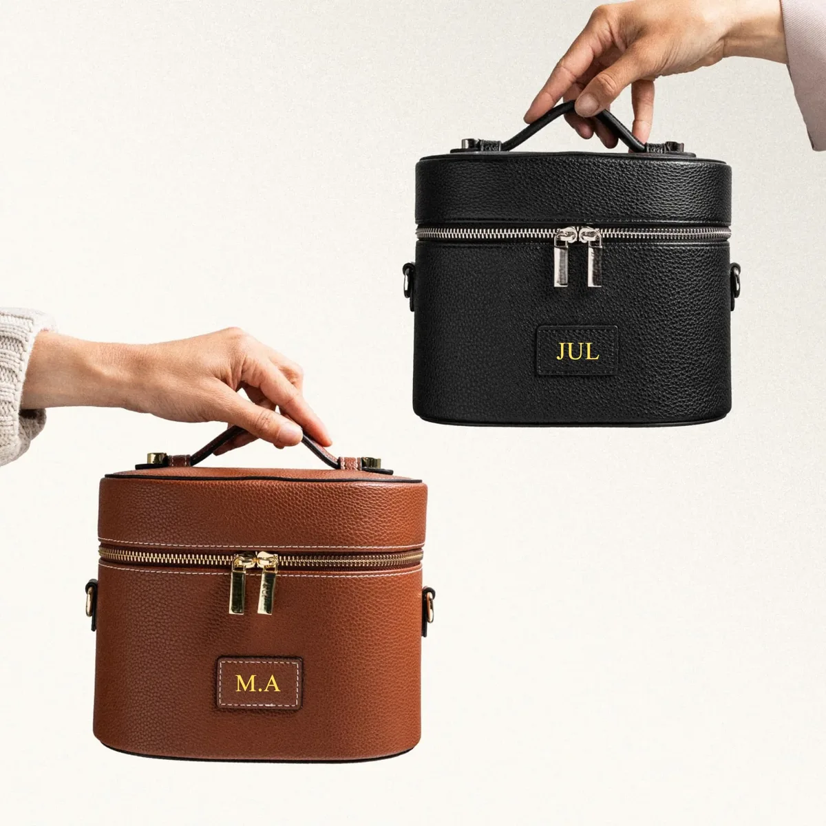 sac de rangement de voyage portable avec nom personnalisé gratuit, sac à cosmétiques amovible avec bretelles, compartiment de lavage séparé