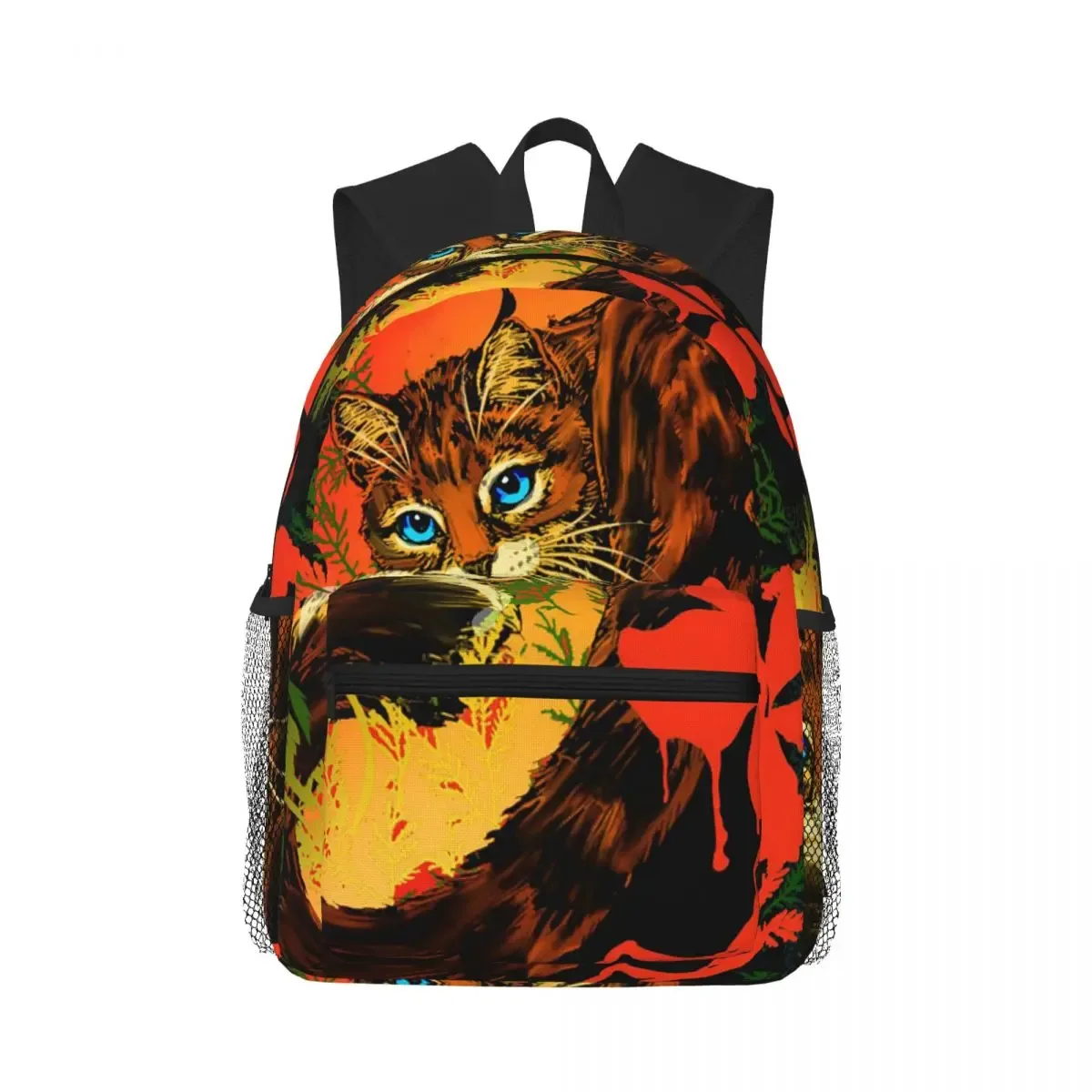 four warriors warrior cats sac à dos pour étudiants, sac d'école, sac à dos de randonnée, sac de voyage pour garçons et filles, sac à bandoulière