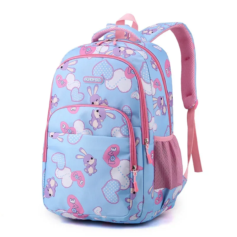 sac à dos lapin mignon pour élèves du primaire et du collège, sacs à double épaule imprimés à motif de dessin animé doux, cadeaux pour filles