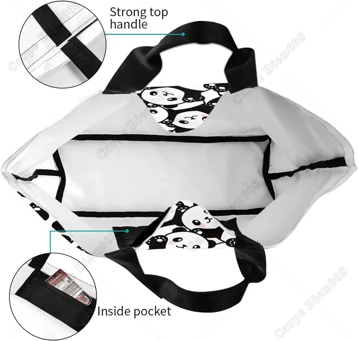 krasnocute-grand sac fourre-tout de dessin animé pour femme, sac à main réutilisable décontracté, grand sac initié, shopping, épicerie, travail, mode