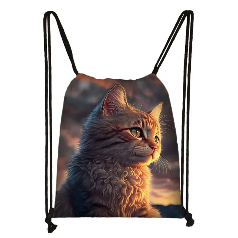 sac à dos imprimé chaton mignon pour femmes, sacs à cordon de serrage chat siamois, sac à bandoulière décontracté pour adolescents, sacs à livres de voyage, porte-chaussures