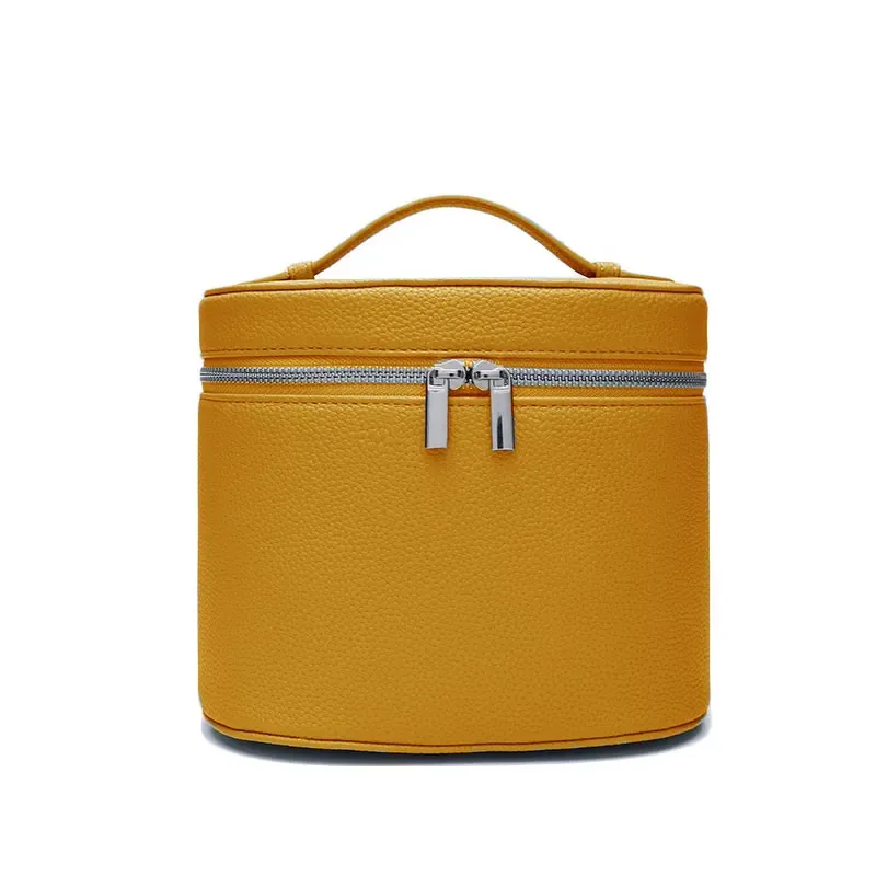 sac de rangement de voyage portable avec nom personnalisable, sac à cosmétiques amovible avec compartiment de lavage séparé en cuir de galets
