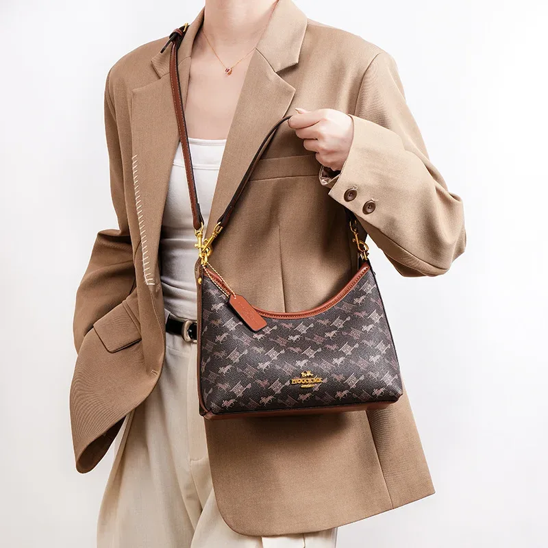 sac à bandoulière de style français à imprimé floral tendance, grande capacité, sac à main pour femme, matériau pu, sac à bandoulière rétro