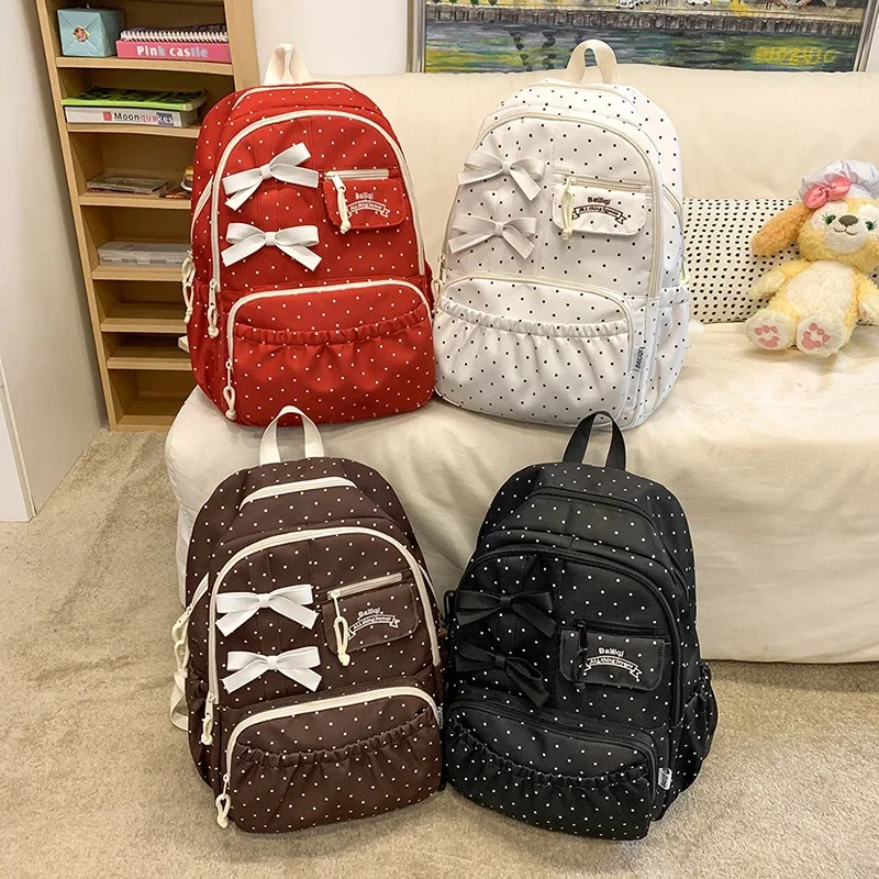 sac à dos coréen à pois grande capacité, décontracté, pour voyage, ordinateur portable, école, université, sac à livres simple pour étudiant