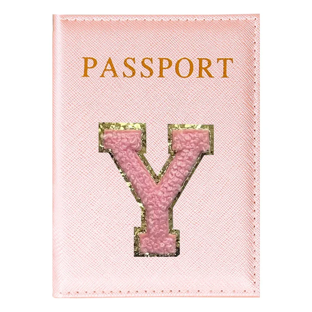 porte-passeport série lettres roses plan aérien accessoires de voyage couverture d'identité portable carte bancaire passeport affaires portefeuille en polyuréthane