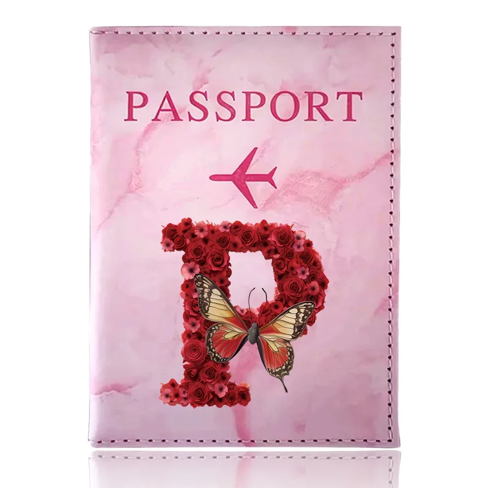 étui de passeport imprimé série rose rouge, porte-passeport, accessoires de voyage, housse de protection pour avion