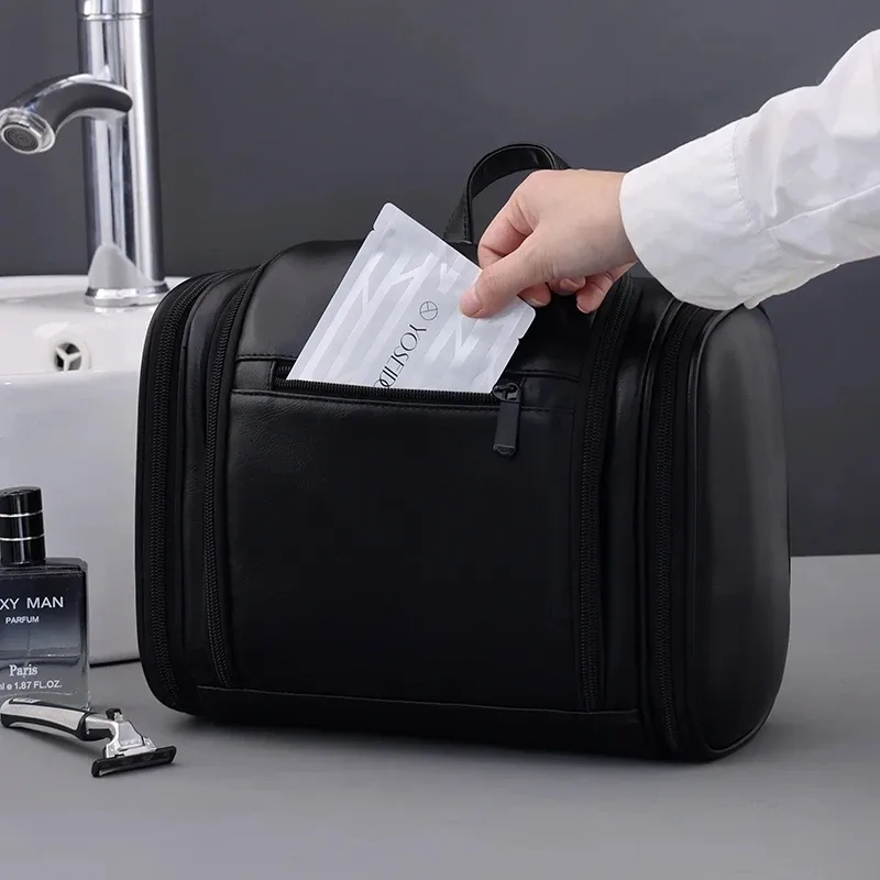 sac de maquillage imperméable avec crochet de suspension et plusieurs poches, sacs cosmétiques pour les essentiels de voyage, trousse de toilette pour femmes et hommes