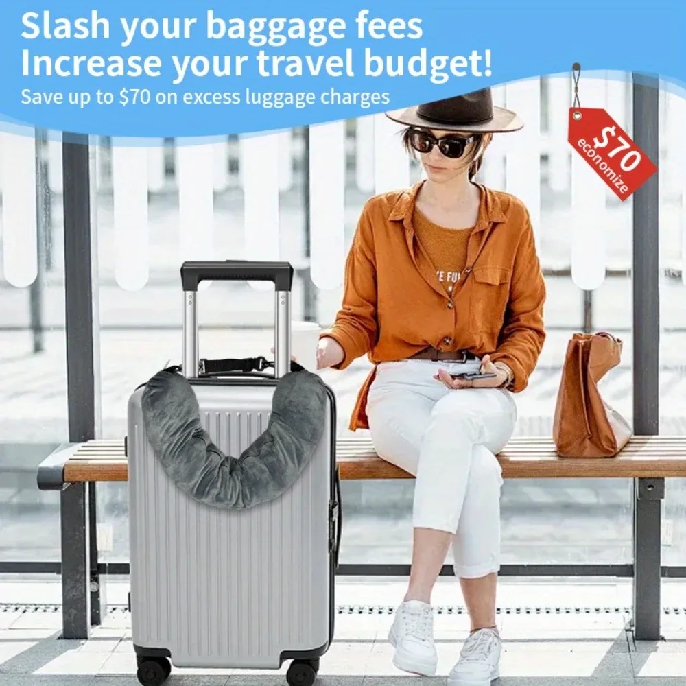 oreiller de voyage avec poudres de stockage, soutien du cou en polyester réglable, confortable et léger