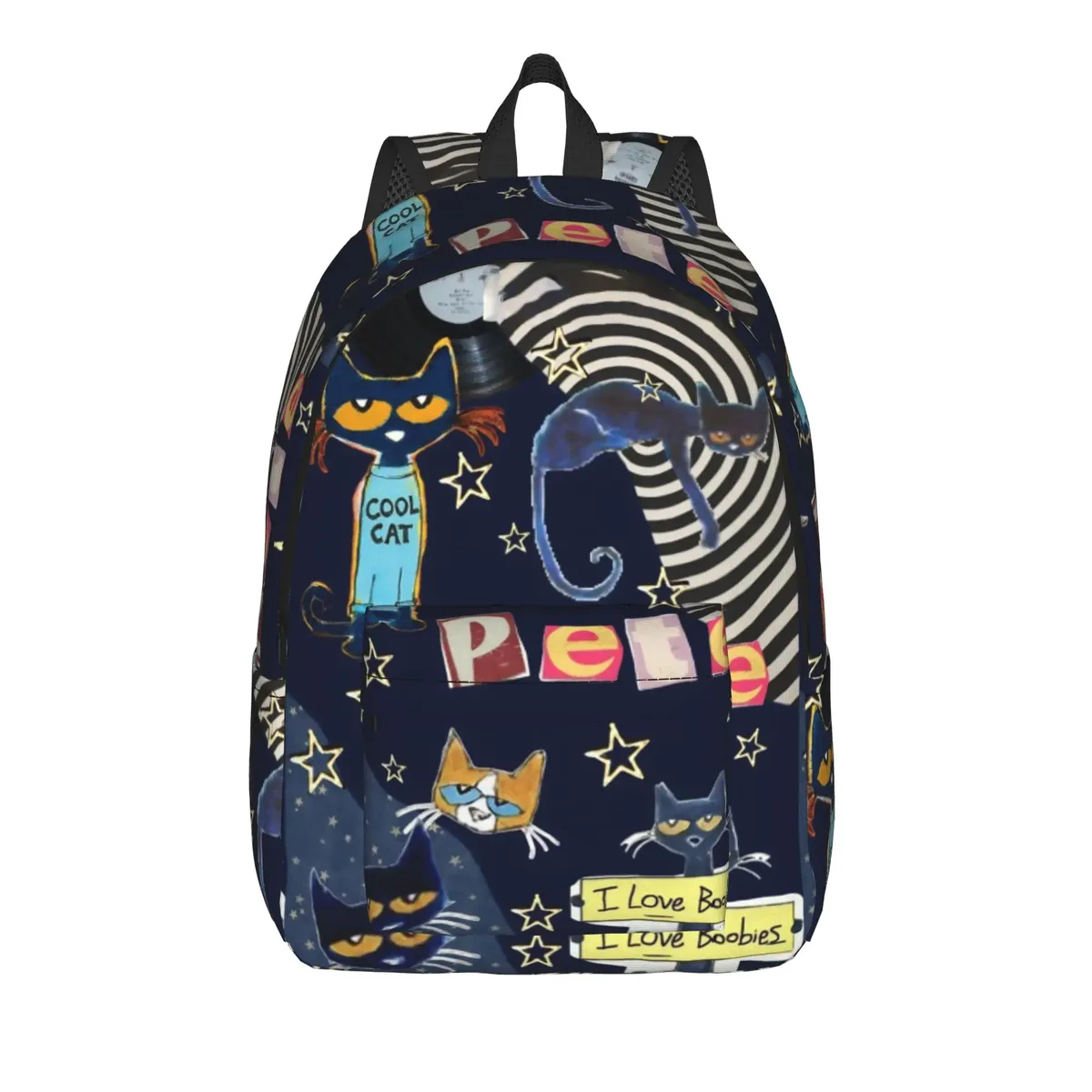pete the cat sac à dos décontracté avec poche pour étudiants, sac à dos de travail, sac à dos de dessin animé pour hommes et femmes, sac à bandoulière pour ordinateur portable