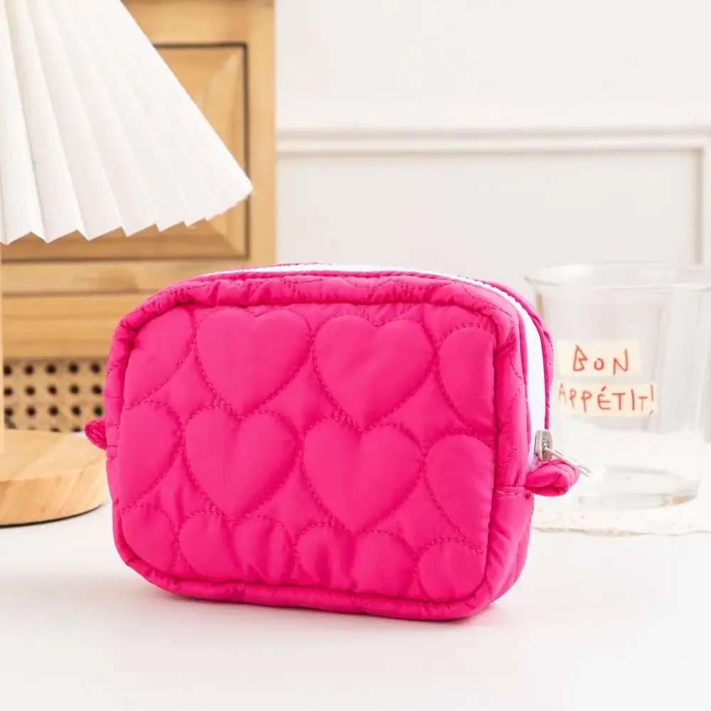 sacs de rangement de voyage pour étudiants, mini poudres cosmétiques, sacs à main d'embrayage pour femmes, design coeur d'amour, grande capacité, mignon, nouvelle mode