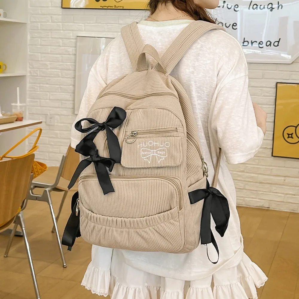 nouveau sac à dos coréen 2026 polyvalent pour étudiantes – style tendance avec nœud pour le quotidien