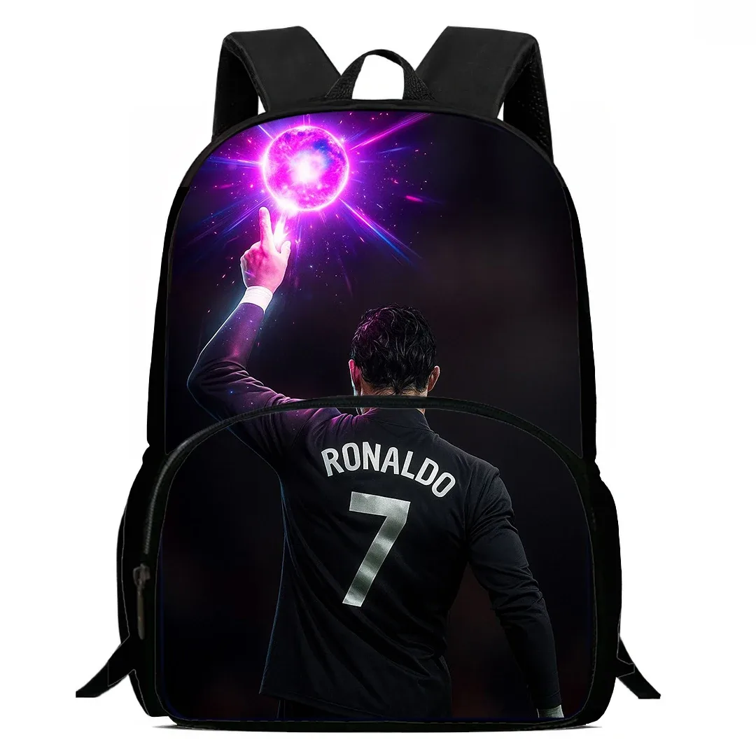 sac à dos imprimé football cr7 de haute qualité, sac de 15 pouces, grands sacs à dos pour ordinateur portable, cartable léger pour garçons et filles étudiants
