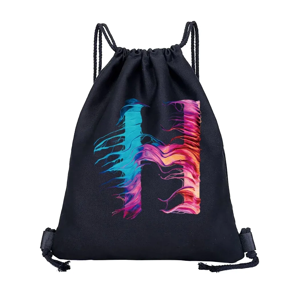 26 initiales impression sac à cordon sac à dos hommes et femmes plage sport voyage sac à dos enfant cadeau fournitures sac portable divers sac