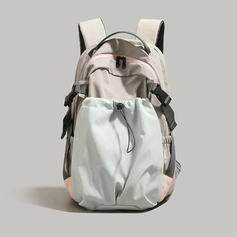 sac à dos en nylon tendance avec poche latérale à cordon de serrage, bretelles rembourrées réglables pour une utilisation quotidienne en extérieur, sac à bandoulière grande capacité